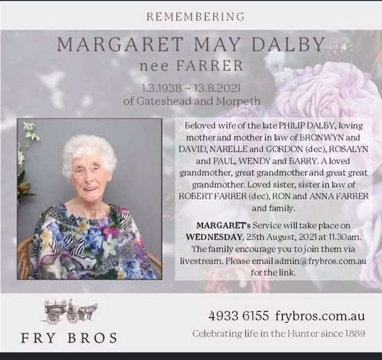 DALBY Margaret May nee Farrer